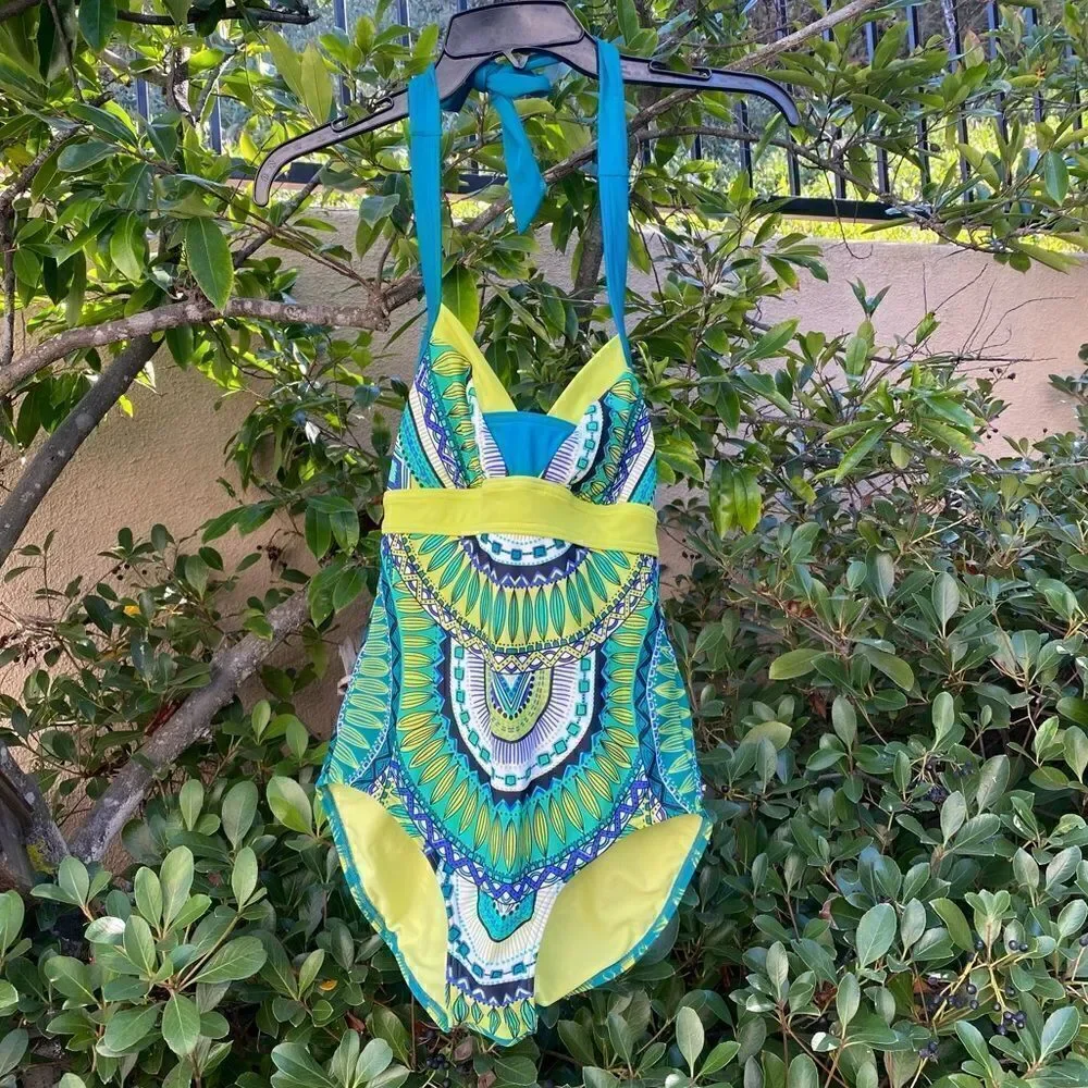 Prana Isla Halter Tie Cutout One Piece Swimsuit. Size XS. EUC!